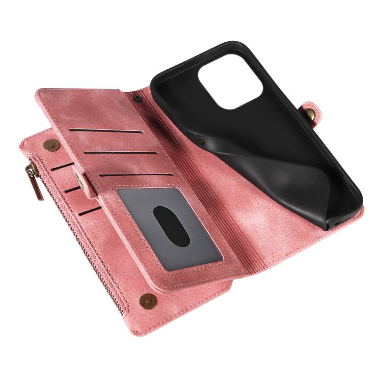 For iPhone 15 Pro Fantasy Multifunctional Zipper Wallet Leather Phone Case(pink) - More iPhone Cases by buy2fix | Online Shopping UK | buy2fix