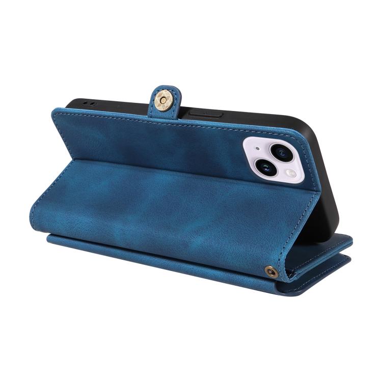 For iPhone 15 Plus Fantasy Multifunctional Zipper Wallet Leather Phone Case(blue) - iPhone 15 Plus Cases by buy2fix | Online Shopping UK | buy2fix