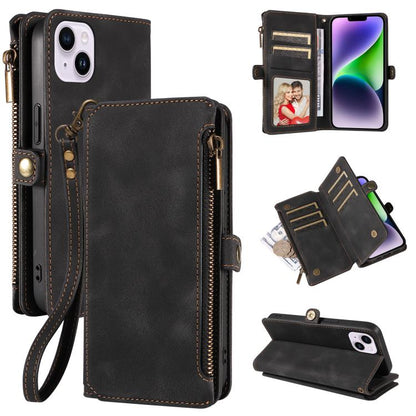 For iPhone 15 Plus Fantasy Multifunctional Zipper Wallet Leather Phone Case(black) - iPhone 15 Plus Cases by buy2fix | Online Shopping UK | buy2fix