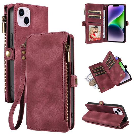 For iPhone 15 Plus Fantasy Multifunctional Zipper Wallet Leather Phone Case(purple) - iPhone 15 Plus Cases by buy2fix | Online Shopping UK | buy2fix