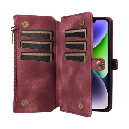 For iPhone 15 Plus Fantasy Multifunctional Zipper Wallet Leather Phone Case(purple) - iPhone 15 Plus Cases by buy2fix | Online Shopping UK | buy2fix