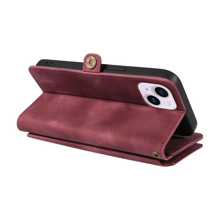 For iPhone 15 Plus Fantasy Multifunctional Zipper Wallet Leather Phone Case(purple) - iPhone 15 Plus Cases by buy2fix | Online Shopping UK | buy2fix