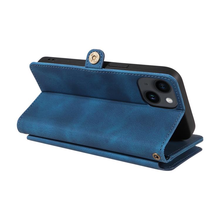 For iPhone 15 Fantasy Multifunctional Zipper Wallet Leather Phone Case(blue) - iPhone 15 Cases by buy2fix | Online Shopping UK | buy2fix