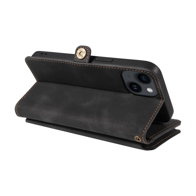 For iPhone 15 Fantasy Multifunctional Zipper Wallet Leather Phone Case(black) - iPhone 15 Cases by buy2fix | Online Shopping UK | buy2fix