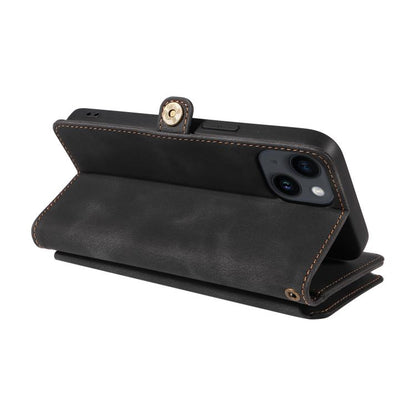 For iPhone 15 Fantasy Multifunctional Zipper Wallet Leather Phone Case(black) - iPhone 15 Cases by buy2fix | Online Shopping UK | buy2fix