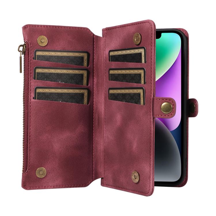 For iPhone 15 Fantasy Multifunctional Zipper Wallet Leather Phone Case(purple) - iPhone 15 Cases by buy2fix | Online Shopping UK | buy2fix