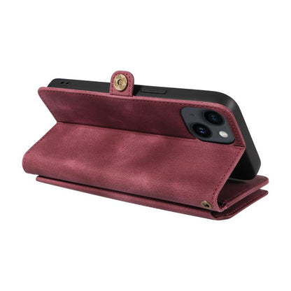 For iPhone 15 Fantasy Multifunctional Zipper Wallet Leather Phone Case(purple) - iPhone 15 Cases by buy2fix | Online Shopping UK | buy2fix