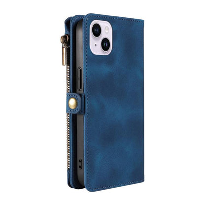 For iPhone 14 Plus Fantasy Multifunctional Zipper Wallet Leather Phone Case(blue) - iPhone 14 Plus Cases by buy2fix | Online Shopping UK | buy2fix
