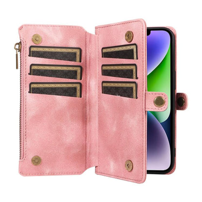 For iPhone 14 Plus Fantasy Multifunctional Zipper Wallet Leather Phone Case(pink) - iPhone 14 Plus Cases by buy2fix | Online Shopping UK | buy2fix