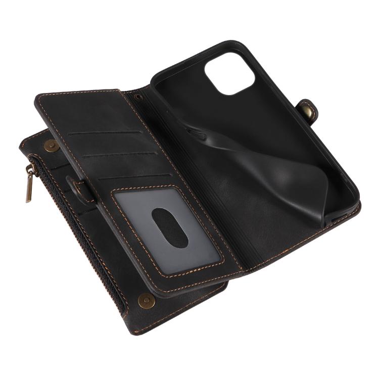 For iPhone 14 Plus Fantasy Multifunctional Zipper Wallet Leather Phone Case(black) - iPhone 14 Plus Cases by buy2fix | Online Shopping UK | buy2fix