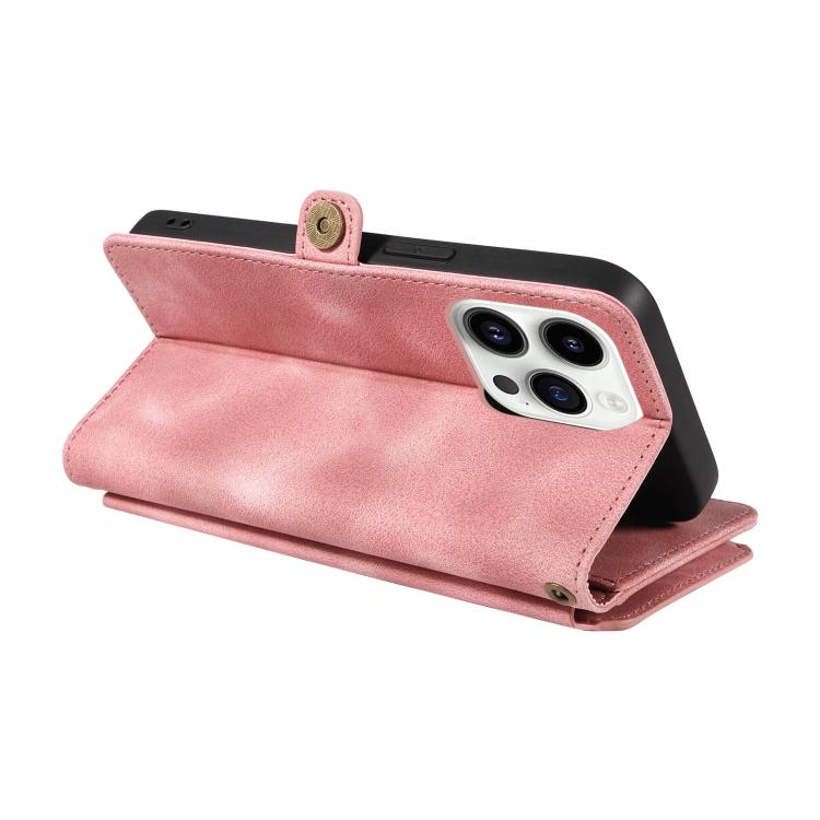 For iPhone 14 Pro Fantasy Multifunctional Zipper Wallet Leather Phone Case(pink) - iPhone 14 Pro Cases by buy2fix | Online Shopping UK | buy2fix