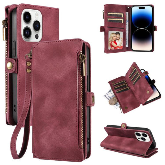 For iPhone 14 Pro Fantasy Multifunctional Zipper Wallet Leather Phone Case(purple) - iPhone 14 Pro Cases by buy2fix | Online Shopping UK | buy2fix