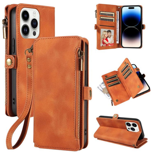 For iPhone 14 Pro Max Fantasy Multifunctional Zipper Wallet Leather Phone Case(orange) - iPhone 14 Pro Max Cases by buy2fix | Online Shopping UK | buy2fix