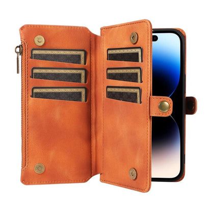For iPhone 14 Pro Max Fantasy Multifunctional Zipper Wallet Leather Phone Case(orange) - iPhone 14 Pro Max Cases by buy2fix | Online Shopping UK | buy2fix