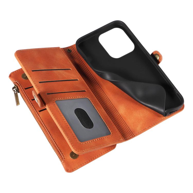 For iPhone 14 Pro Max Fantasy Multifunctional Zipper Wallet Leather Phone Case(orange) - iPhone 14 Pro Max Cases by buy2fix | Online Shopping UK | buy2fix