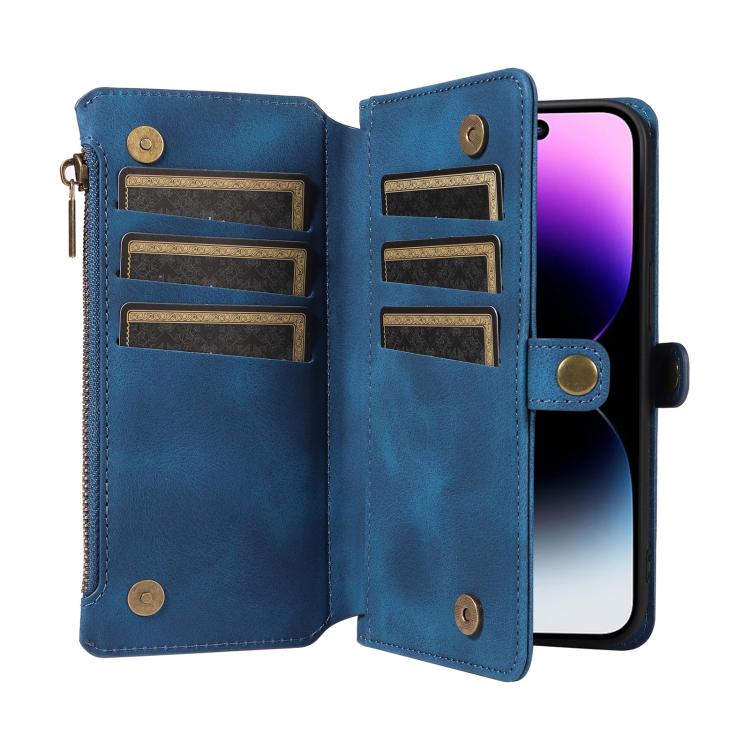 For iPhone 13 Pro Max Fantasy Multifunctional Zipper Wallet Leather Phone Case(blue) - iPhone 13 Pro Max Cases by buy2fix | Online Shopping UK | buy2fix