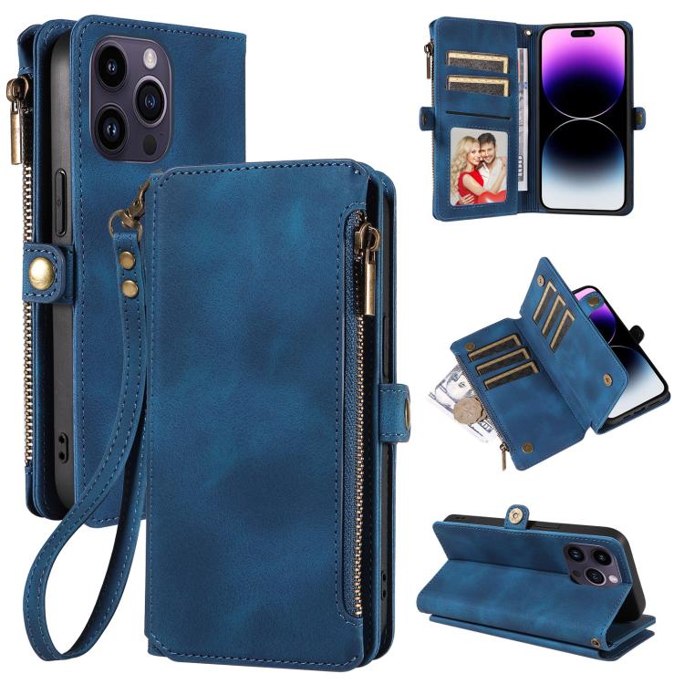 For iPhone 13 Pro Fantasy Multifunctional Zipper Wallet Leather Phone Case(blue) - iPhone 13 Pro Cases by buy2fix | Online Shopping UK | buy2fix