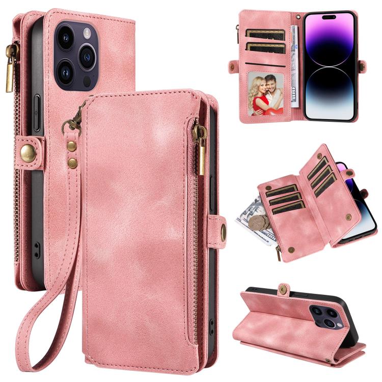 For iPhone 13 Pro Fantasy Multifunctional Zipper Wallet Leather Phone Case(pink) - iPhone 13 Pro Cases by buy2fix | Online Shopping UK | buy2fix