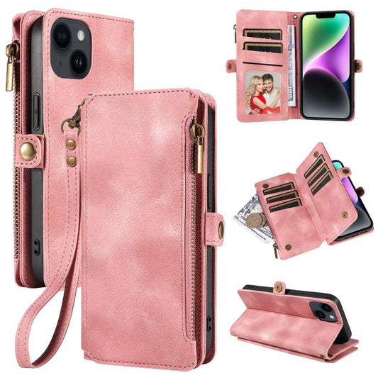 For iPhone 13 Fantasy Multifunctional Zipper Wallet Leather Phone Case(pink) - iPhone 13 Cases by buy2fix | Online Shopping UK | buy2fix