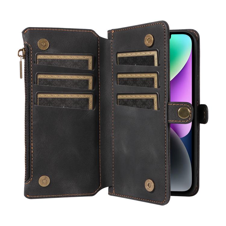 For iPhone 13 Fantasy Multifunctional Zipper Wallet Leather Phone Case(black) - iPhone 13 Cases by buy2fix | Online Shopping UK | buy2fix