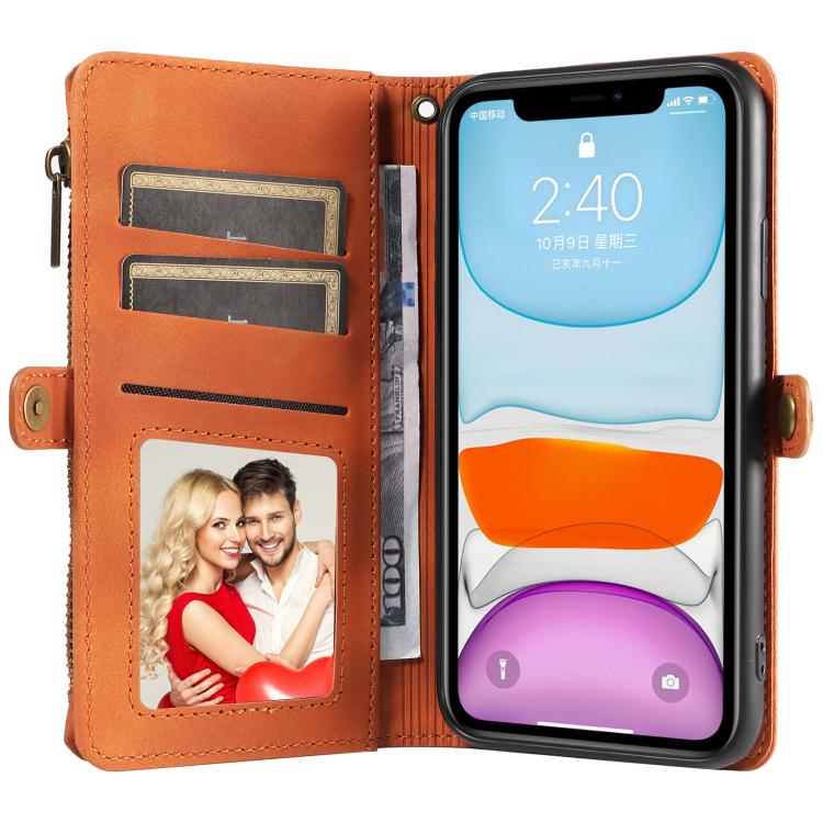 For iPhone 12 / 12 Pro Fantasy Multifunctional Zipper Wallet Leather Phone Case(orange) - iPhone 12 / 12 Pro Cases by buy2fix | Online Shopping UK | buy2fix