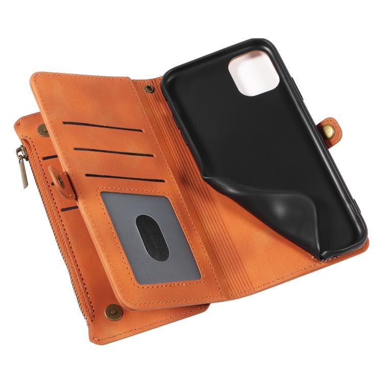 For iPhone 12 / 12 Pro Fantasy Multifunctional Zipper Wallet Leather Phone Case(orange) - iPhone 12 / 12 Pro Cases by buy2fix | Online Shopping UK | buy2fix