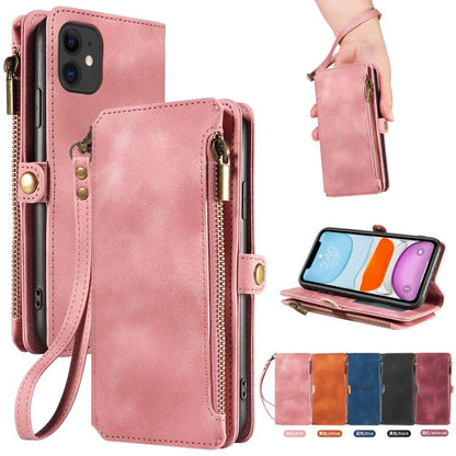 For iPhone 12 / 12 Pro Fantasy Multifunctional Zipper Wallet Leather Phone Case(pink) - iPhone 12 / 12 Pro Cases by buy2fix | Online Shopping UK | buy2fix