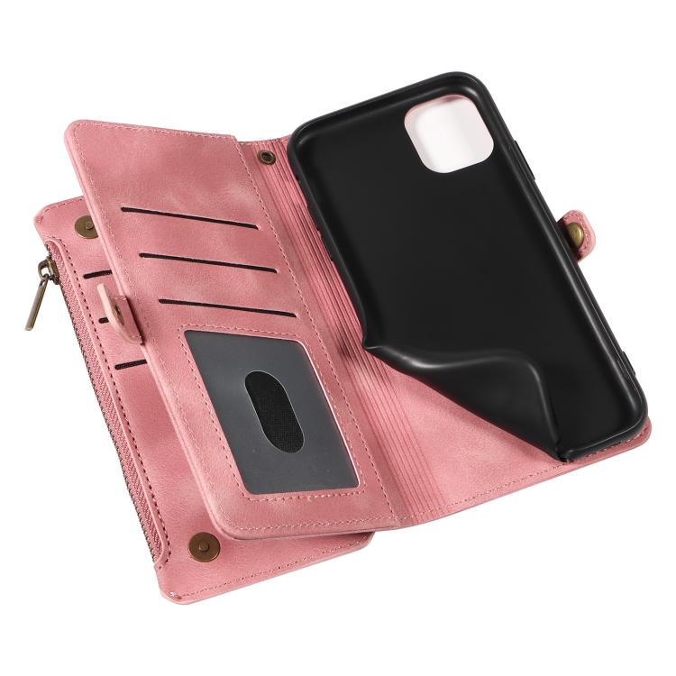 For iPhone 12 / 12 Pro Fantasy Multifunctional Zipper Wallet Leather Phone Case(pink) - iPhone 12 / 12 Pro Cases by buy2fix | Online Shopping UK | buy2fix