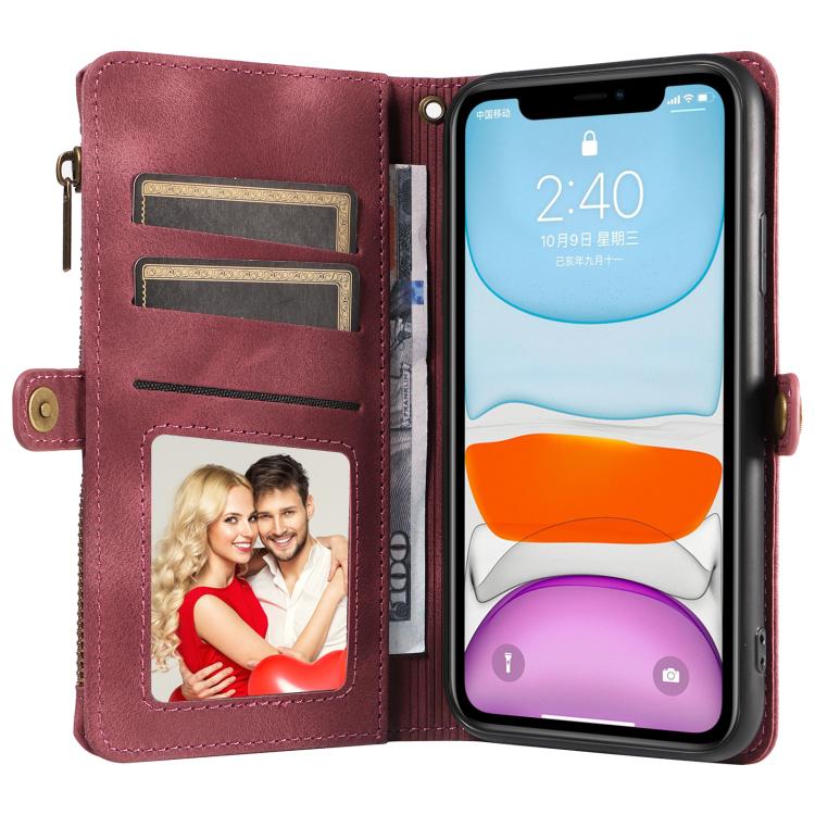 For iPhone 12 / 12 Pro Fantasy Multifunctional Zipper Wallet Leather Phone Case(purple) - iPhone 12 / 12 Pro Cases by buy2fix | Online Shopping UK | buy2fix