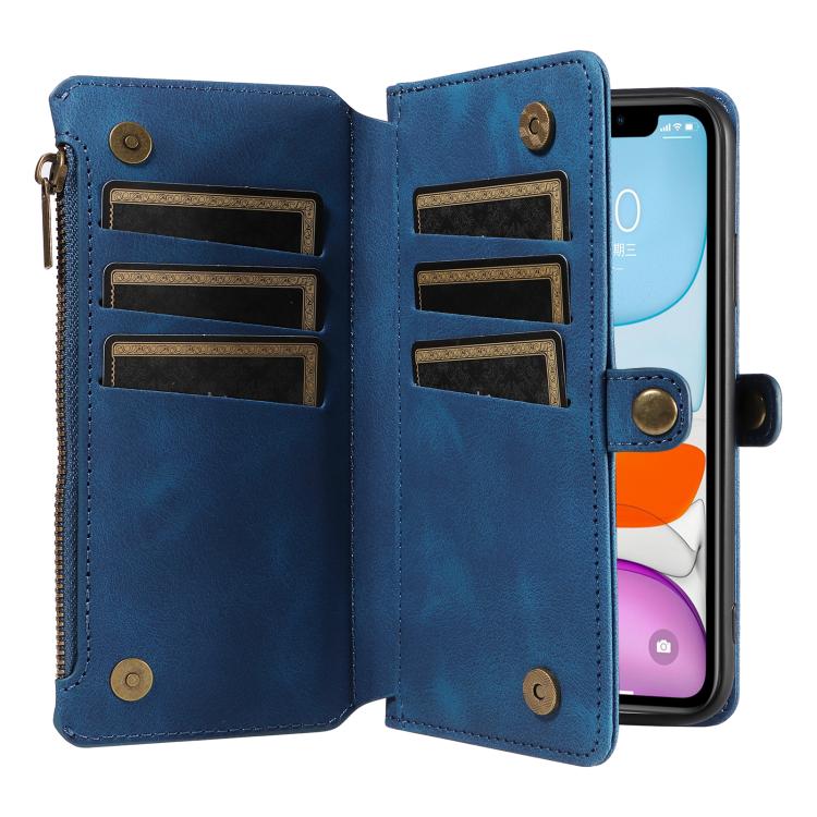 For iPhone 11 Fantasy Multifunctional Zipper Wallet Leather Phone Case(blue) - iPhone 11 Cases by buy2fix | Online Shopping UK | buy2fix