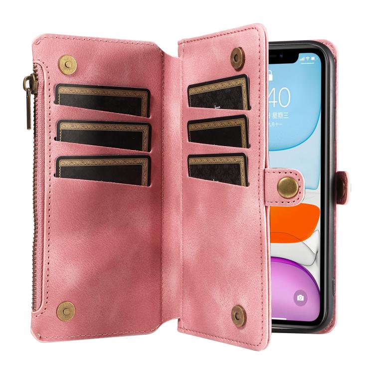 For iPhone 11 Fantasy Multifunctional Zipper Wallet Leather Phone Case(pink) - iPhone 11 Cases by buy2fix | Online Shopping UK | buy2fix