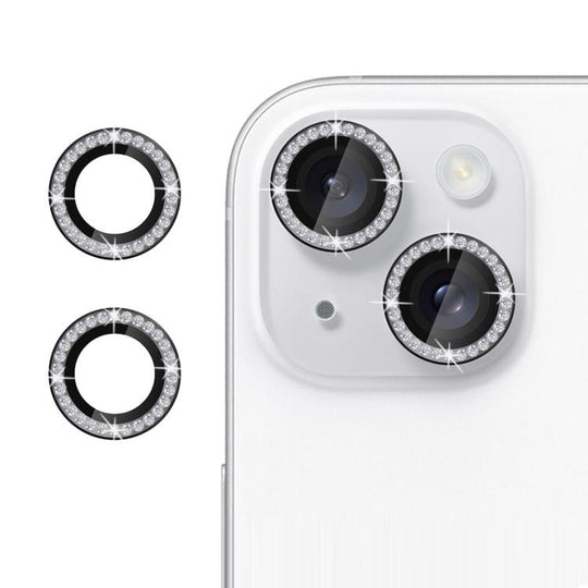 For iPhone 14 Plus Kalebol Individual Camera Lens Diamond Ring Protector(Black)