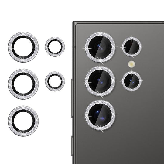 For Samsung Galaxy S22 Ultra 5G Kalebol Individual Camera Lens Diamond Ring Protector(Silver)
