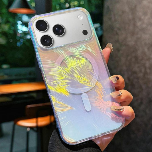 For iPhone 17 Pro Glossy Color-Plated MagSafe Shockproof Phone Case(Colored Feathers) - iPhone 17 Pro Cases by buy2fix | Online Shopping UK | buy2fix