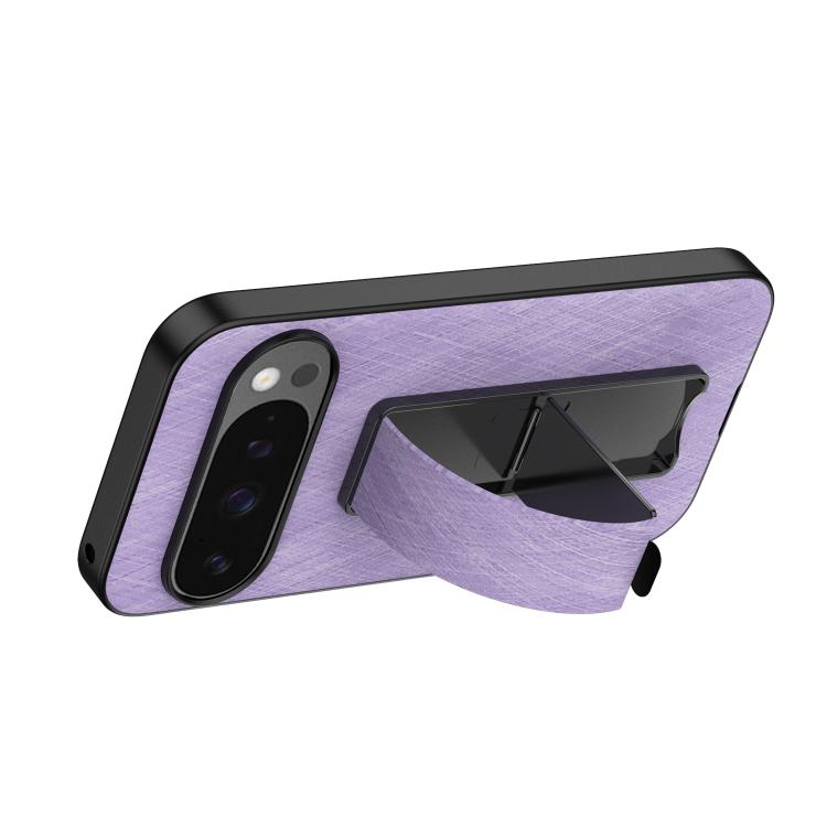 For Google Pixel 10 / 10 Pro Electroplating Wristband Holder Brushed Texture Phone Case(Purple) - Google Cases by buy2fix | Online Shopping UK | buy2fix