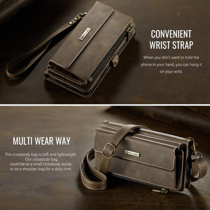 For iPhone 16 Pro Max CaseMe C39 RFID Blocking Zipper Wallet Leather Phone Case with Crossbody Strap(Coffee) - iPhone 16 Cases by CaseMe | Online Shopping UK | buy2fix