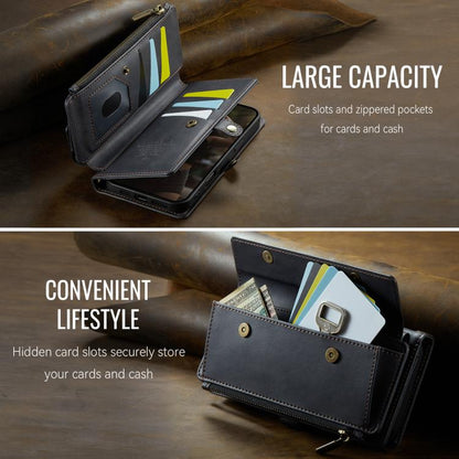 For iPhone 16 Pro CaseMe C39 RFID Blocking Zipper Wallet Leather Phone Case with Crossbody Strap(Black) - iPhone 16 Pro Cases by CaseMe | Online Shopping UK | buy2fix