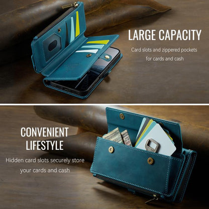 For iPhone 16 CaseMe C39 RFID Blocking Zipper Wallet Leather Phone Case with Crossbody Strap(Green) - iPhone 16 Cases by CaseMe | Online Shopping UK | buy2fix