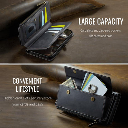 For iPhone 13 Pro CaseMe C39 RFID Blocking Zipper Wallet Leather Phone Case with Crossbody Strap(Black) - iPhone 13 Pro Cases by CaseMe | Online Shopping UK | buy2fix