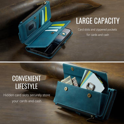For iPhone 13 Pro CaseMe C39 RFID Blocking Zipper Wallet Leather Phone Case with Crossbody Strap(Green) - iPhone 13 Pro Cases by CaseMe | Online Shopping UK | buy2fix