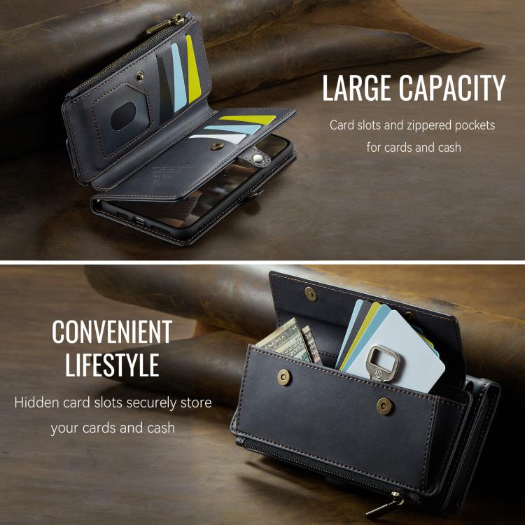 For iPhone 11 Pro Max CaseMe C39 RFID Blocking Zipper Wallet Leather Phone Case with Crossbody Strap(Black) - iPhone 11 Pro Max Cases by CaseMe | Online Shopping UK | buy2fix