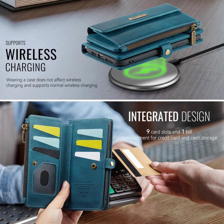 For iPhone 11 Pro Max CaseMe C39 RFID Blocking Zipper Wallet Leather Phone Case with Crossbody Strap(Green) - iPhone 11 Pro Max Cases by CaseMe | Online Shopping UK | buy2fix