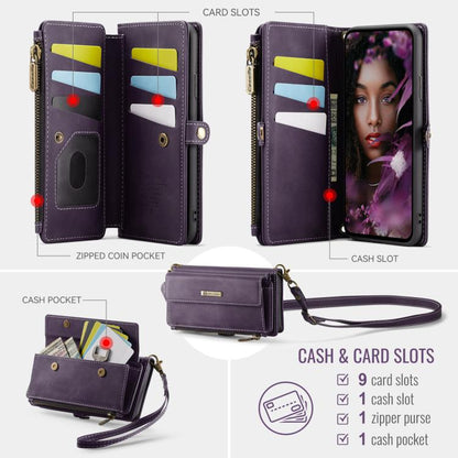 For iPhone 11 CaseMe C39 RFID Blocking Zipper Wallet Leather Phone Case with Crossbody Strap(Purple) - iPhone 11 Cases by CaseMe | Online Shopping UK | buy2fix