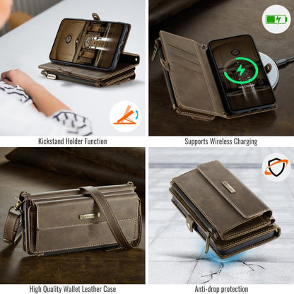 For iPhone X / XS CaseMe C39 RFID Blocking Zipper Wallet Leather Phone Case with Crossbody Strap(Coffee) - More iPhone Cases by CaseMe | Online Shopping UK | buy2fix