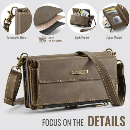 For iPhone XS Max CaseMe C39 RFID Blocking Zipper Wallet Leather Phone Case with Crossbody Strap(Coffee) - More iPhone Cases by CaseMe | Online Shopping UK | buy2fix