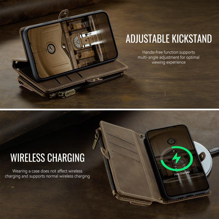 For iPhone XS Max CaseMe C39 RFID Blocking Zipper Wallet Leather Phone Case with Crossbody Strap(Coffee) - More iPhone Cases by CaseMe | Online Shopping UK | buy2fix