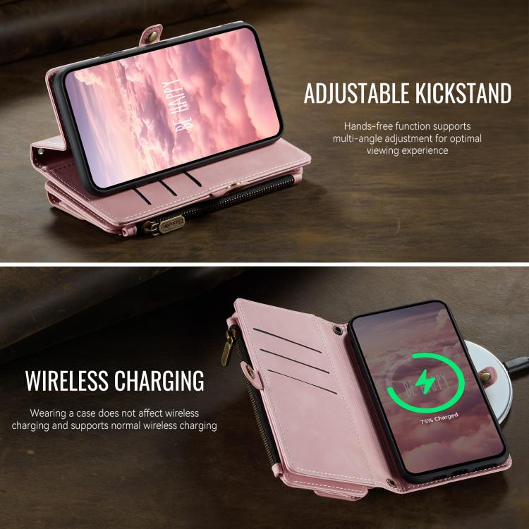 For iPhone XS Max CaseMe C39 RFID Blocking Zipper Wallet Leather Phone Case with Crossbody Strap(Pink) - More iPhone Cases by CaseMe | Online Shopping UK | buy2fix