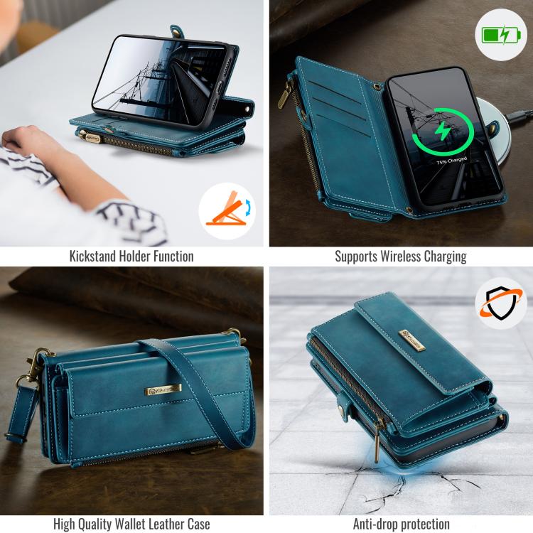 For iPhone XS Max CaseMe C39 RFID Blocking Zipper Wallet Leather Phone Case with Crossbody Strap(Green) - More iPhone Cases by CaseMe | Online Shopping UK | buy2fix