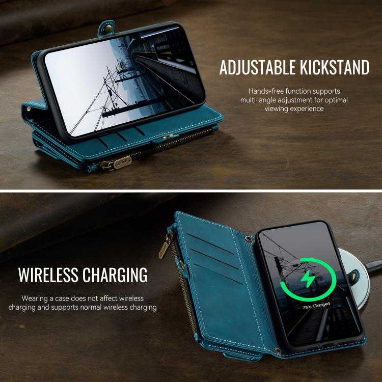 For iPhone XS Max CaseMe C39 RFID Blocking Zipper Wallet Leather Phone Case with Crossbody Strap(Green) - More iPhone Cases by CaseMe | Online Shopping UK | buy2fix