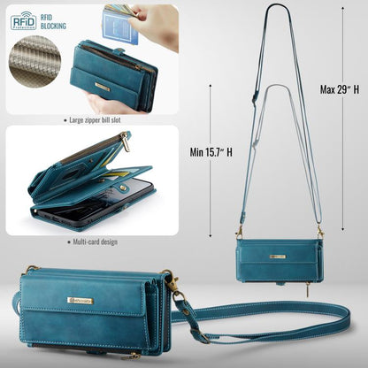 For iPhone XR CaseMe C39 RFID Blocking Zipper Wallet Leather Phone Case with Crossbody Strap(Green) - More iPhone Cases by CaseMe | Online Shopping UK | buy2fix